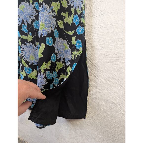 Vtg 1990s Silk Floral Midi Dress Womens Large Allison Taylor Dark Fairy Grunge - Picture 3 of 9